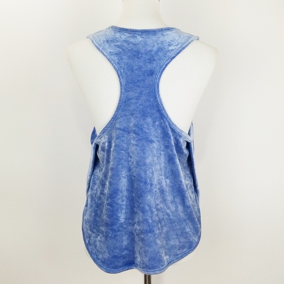 Intimately Free People Womens Top Sz M Blue Velour - Picture 5 of 6